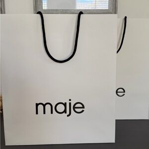 Maje White Paper Shopping Bags with Black Logo and Handles
